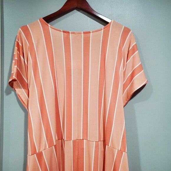 Eloquii Elements Womens Plus Sz 22/24 Peach Wrap Front Maxi Dress Striped Multi - Picture 11 of 12